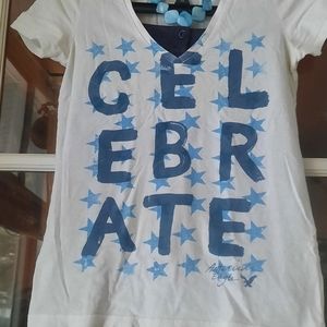 White and blue t-shirt